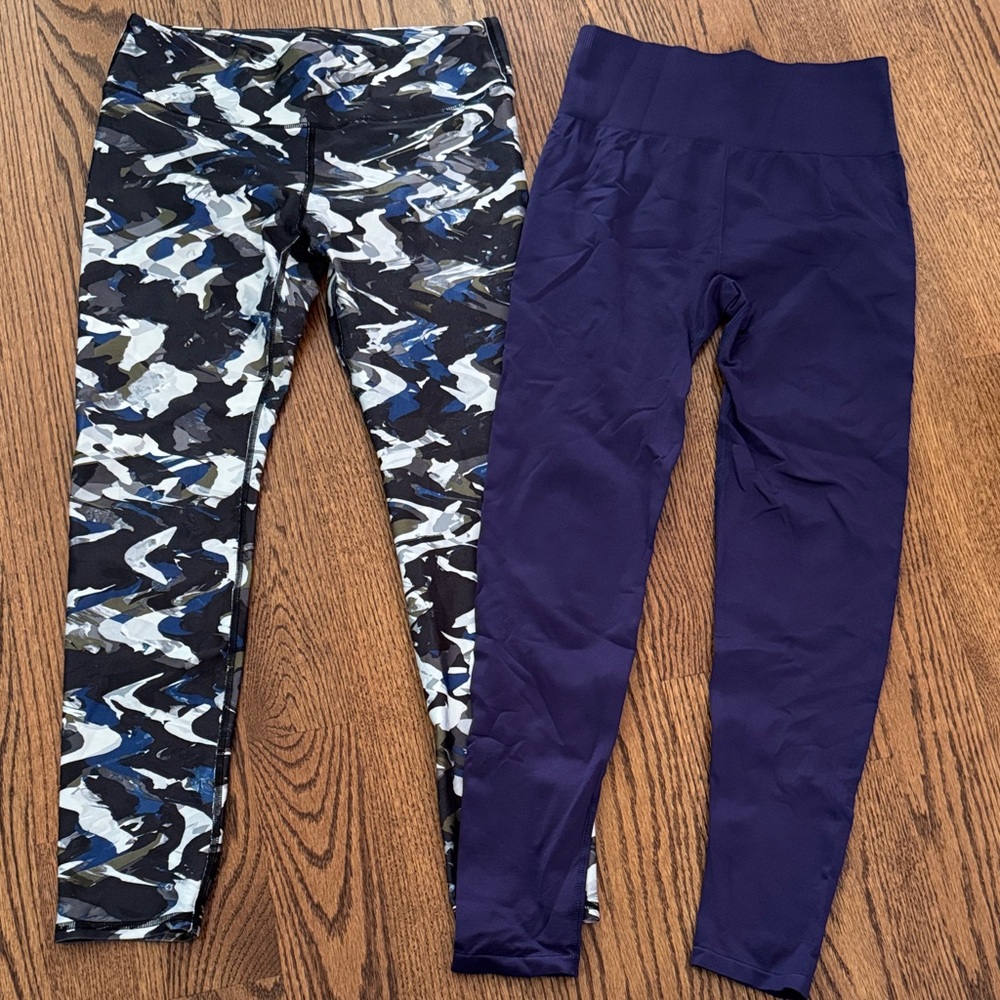 EUC Camouflage and Purple Leggings